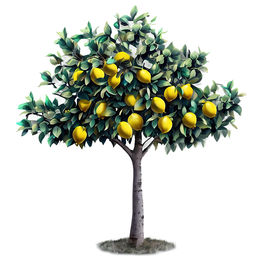 Lemon Orchard Tree Design Png Emq86