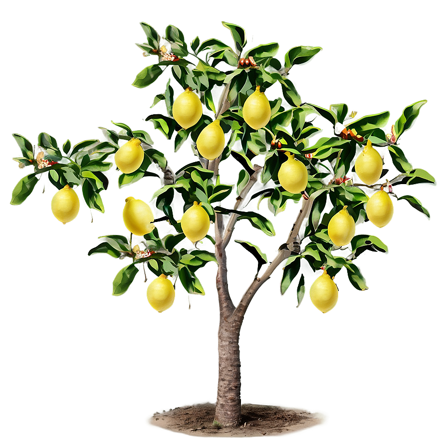 Lemon Tree With Birds Png 24