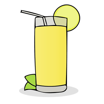 Lemonade Glass Cartoon PNG with transparent background