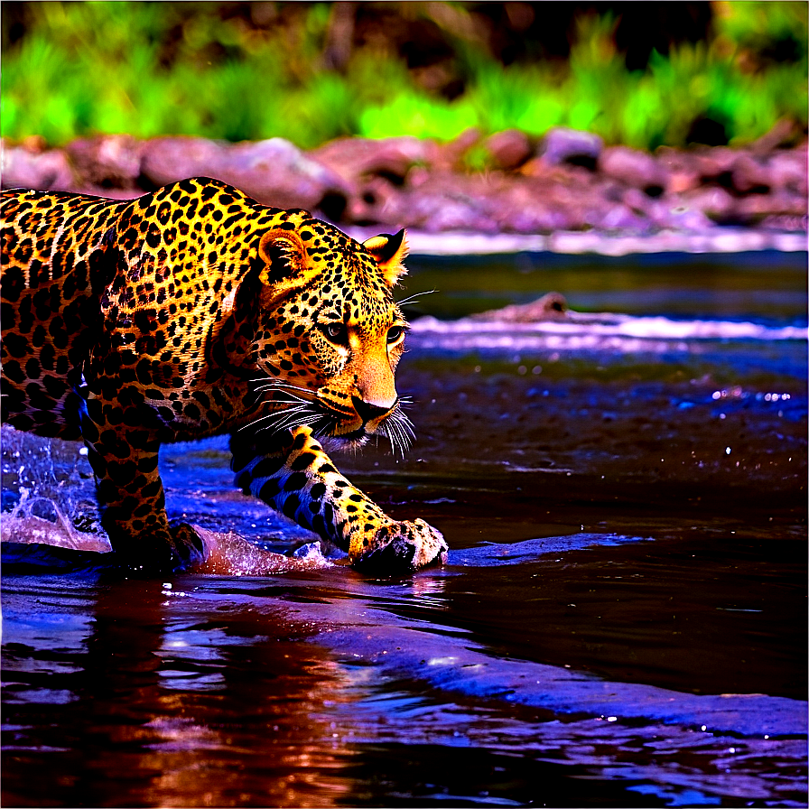 Leopard Crossing River Png 17