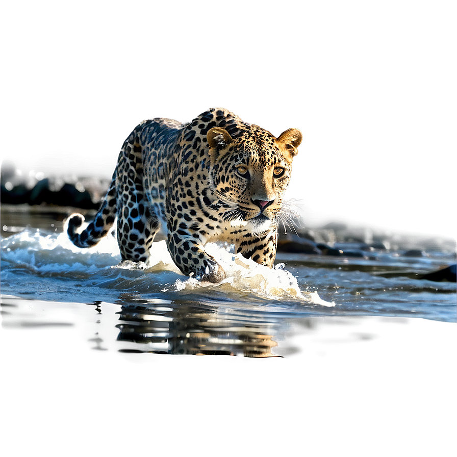 Leopard Crossing River Png 50