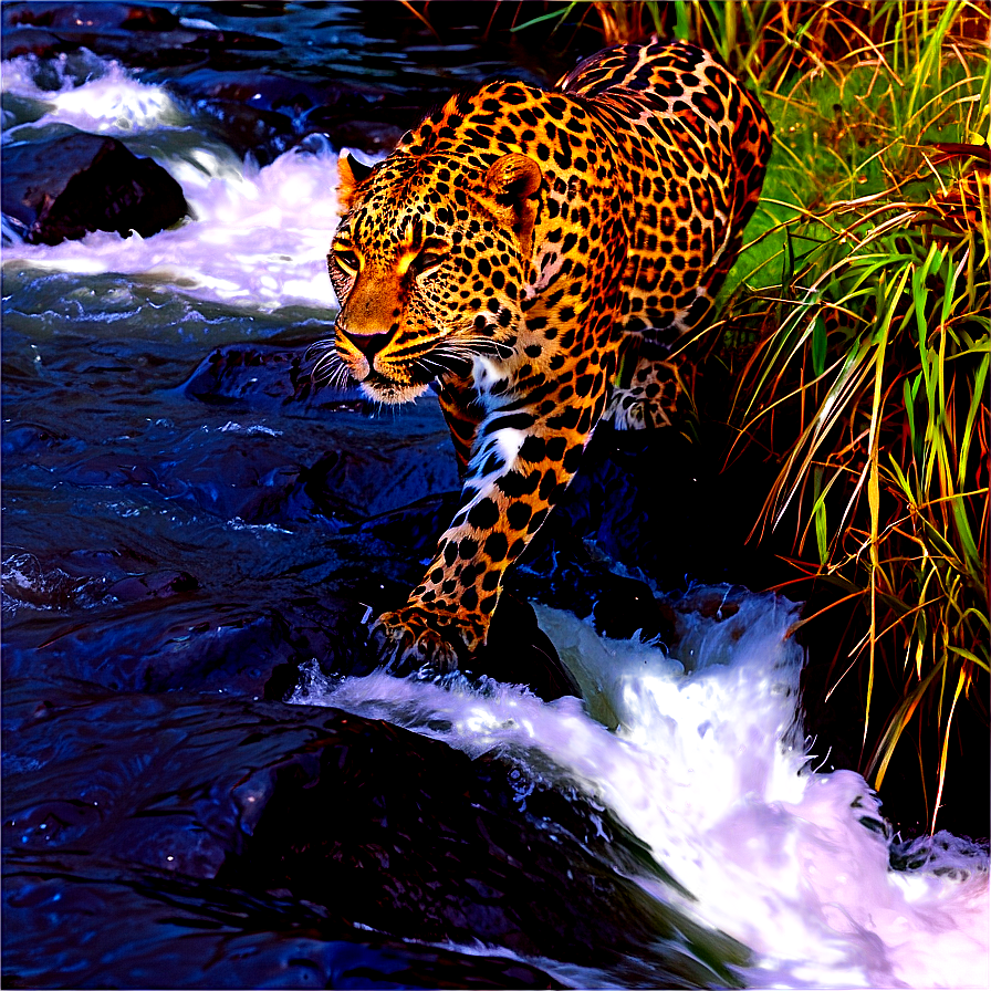 Leopard Crossing River Png 51