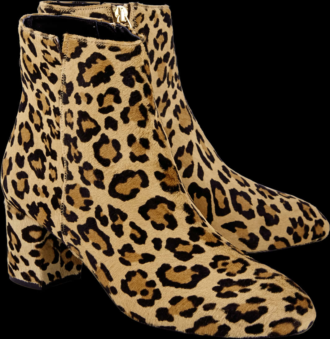 Leopard Print Ankle Boots PNG with transparent background