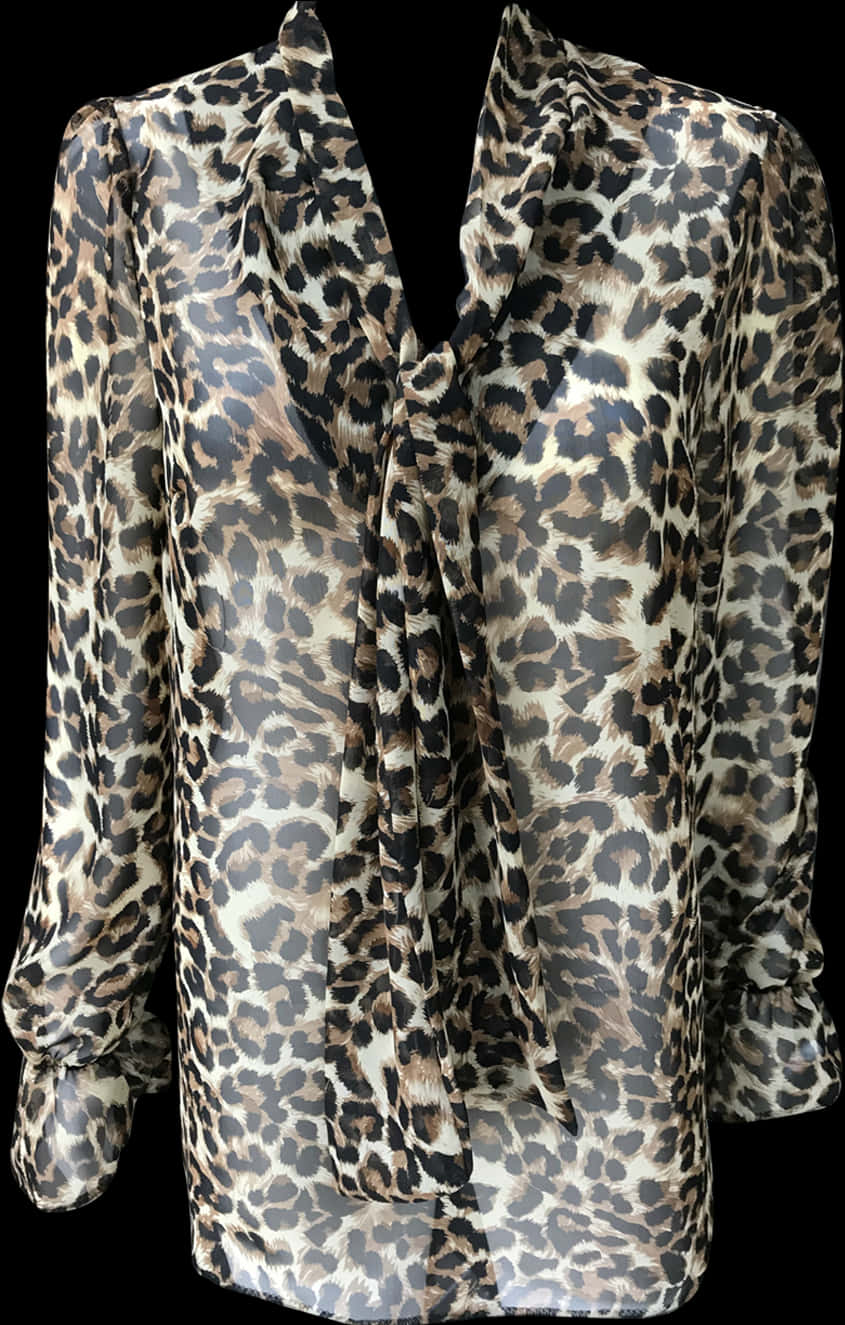 Leopard Print Blouse Black Background PNG with transparent background