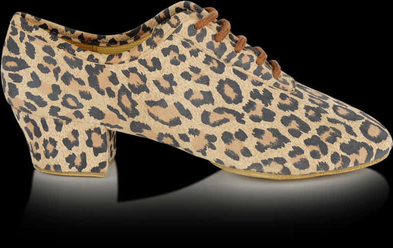 Leopard Print Lace Up Shoe PNG with transparent background