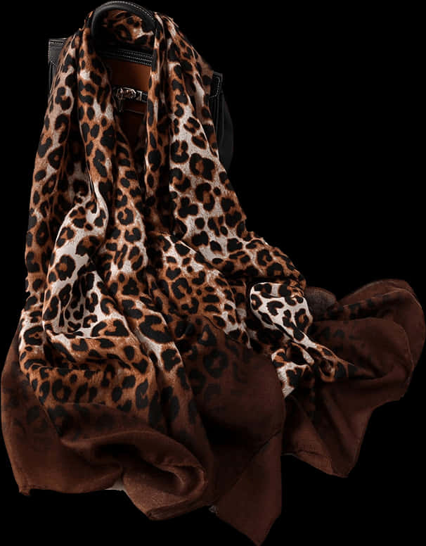 Leopard Print Scarfon Black Bag PNG with transparent background