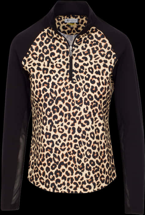 Leopard Print Zippered Top PNG with transparent background