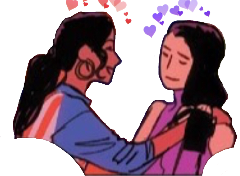 Lesbian Couple Cartoon Love PNG with transparent background