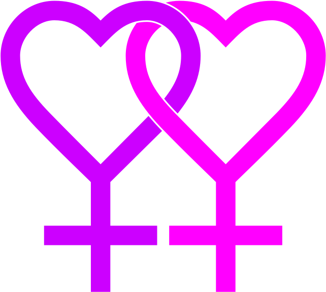 Lesbian Pride Heart Symbol PNG with transparent background