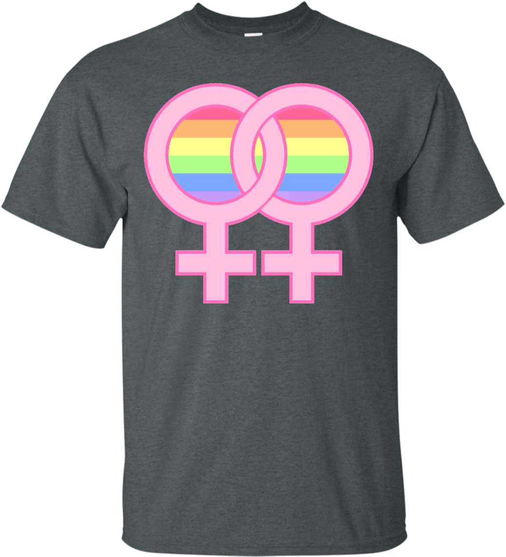 Lesbian Pride Interlocked Symbols Shirt PNG with transparent background