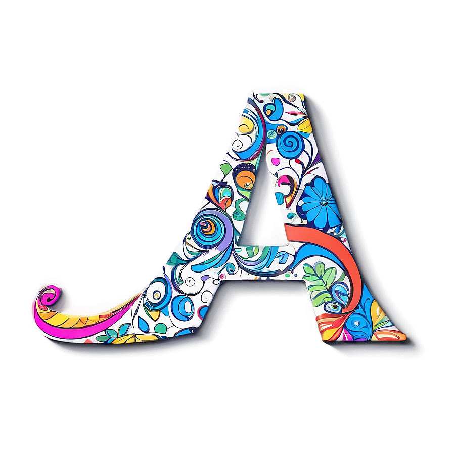 Letter A With Doodle Patterns Png 31