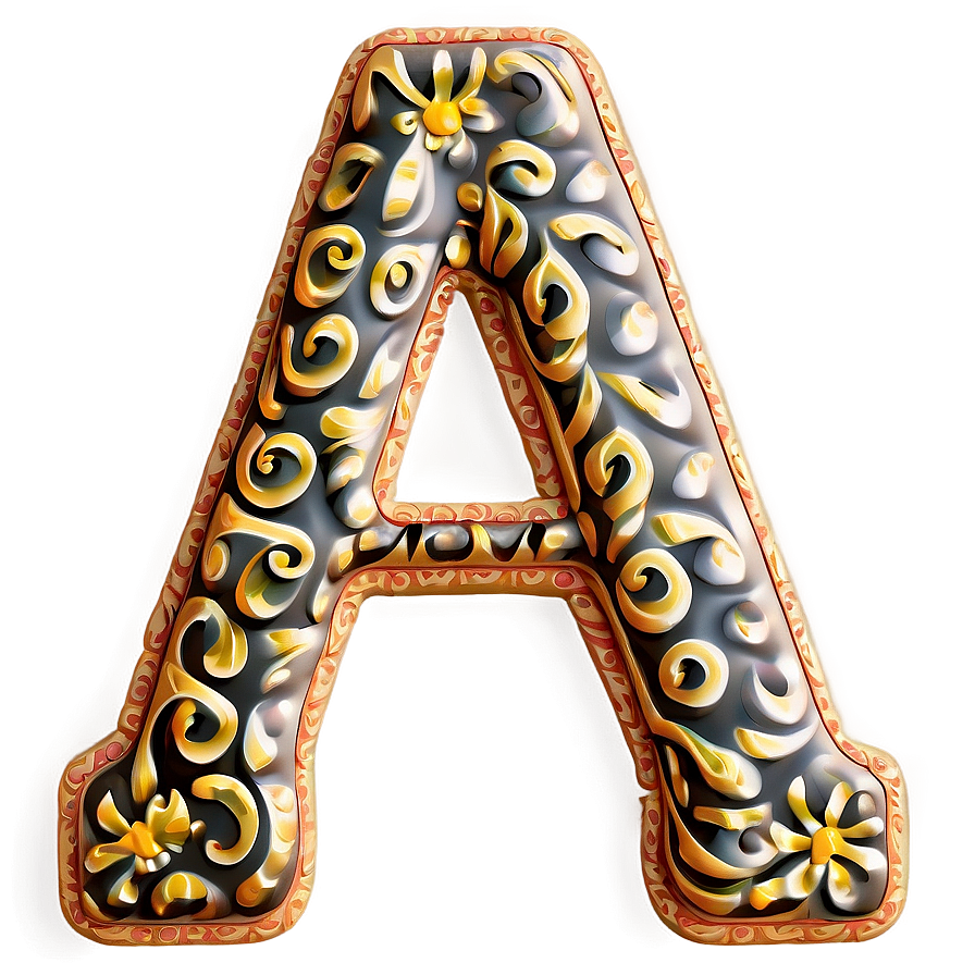 Letter A With Doodle Patterns Png Pej