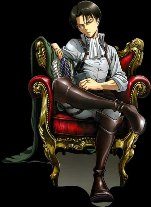 Levi Ackerman Sittingin Chair PNG with transparent background