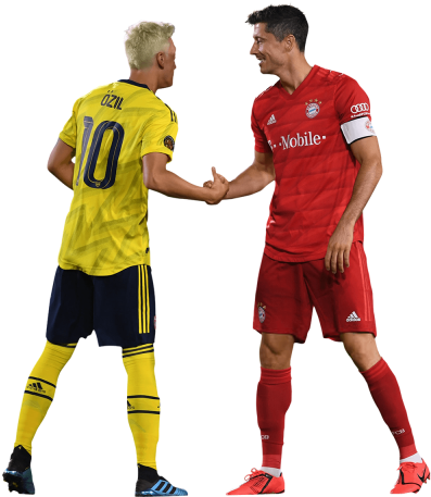 Lewandowskiand Opponent Handshake PNG with transparent background