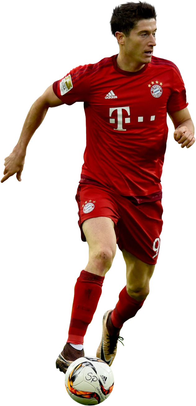 Lewandowskiin Action Bayern Munich PNG with transparent background