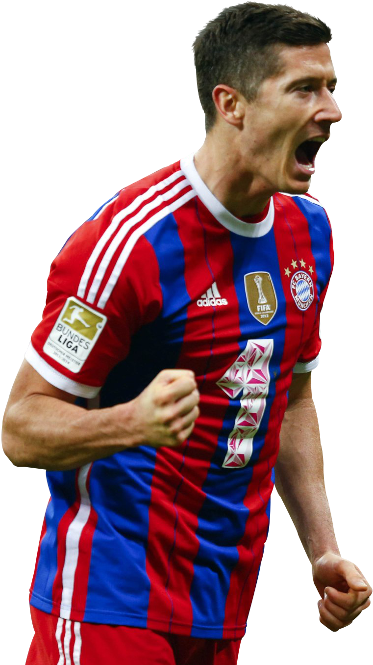 Lewandowskiin Bayern Kit Celebration PNG with transparent background