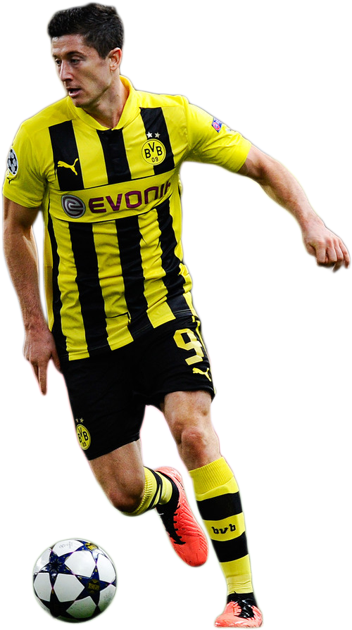 Lewandowskiin Borussia Dortmund Kit PNG with transparent background