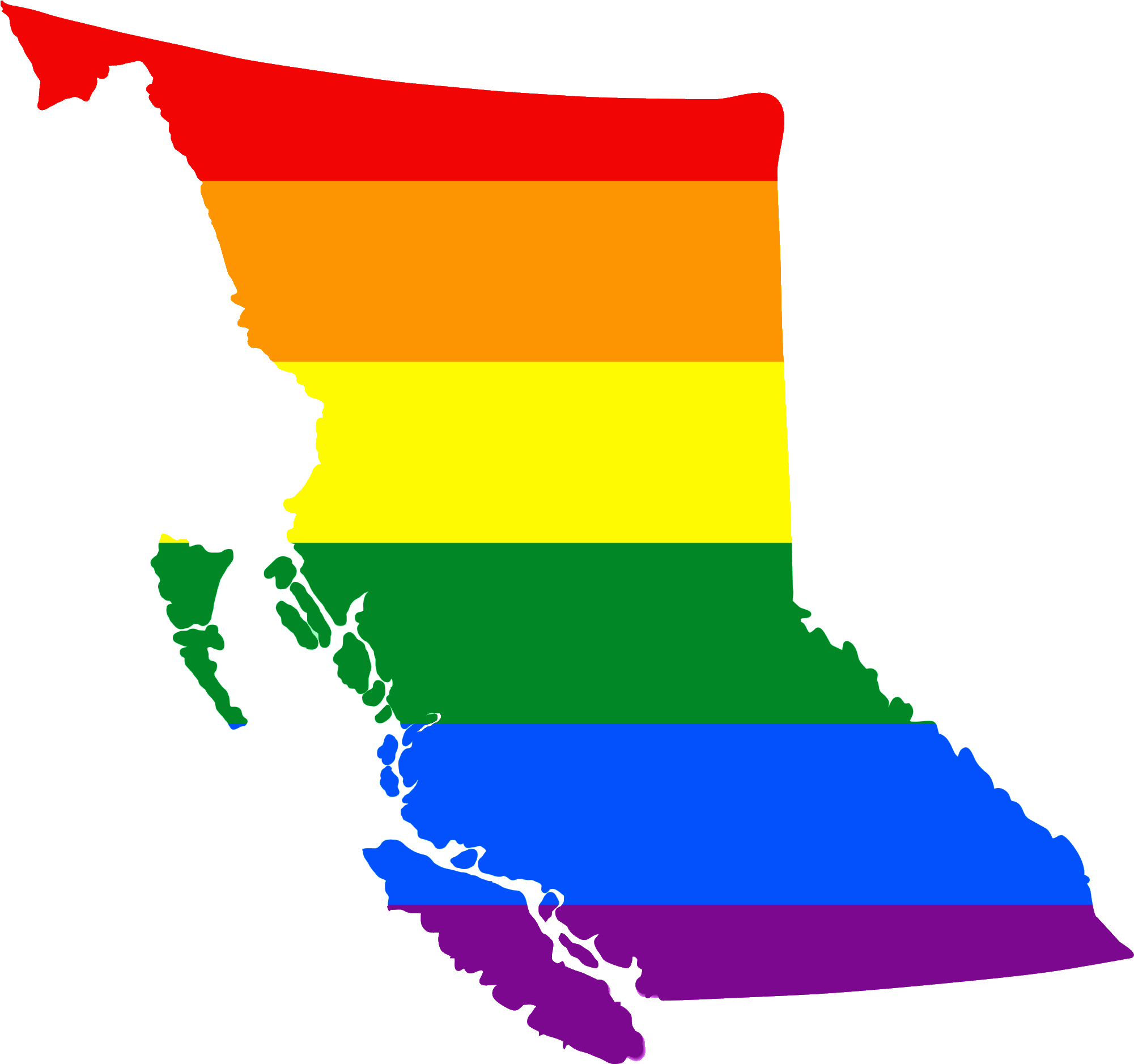 Lgbt Flag Map Of British Columbia - Map Prince George Bc, HD Png Download PNG with transparent background