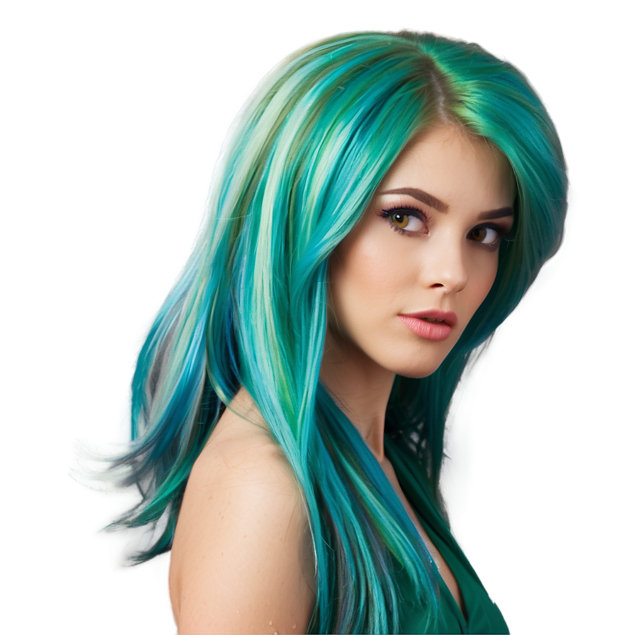 Light Green Hair Highlights Png 60