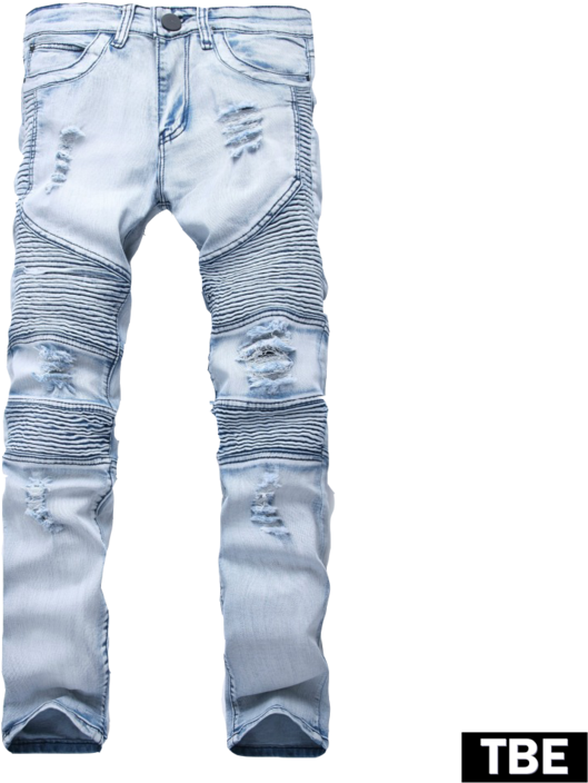 Light Wash Ripped Biker Jeans