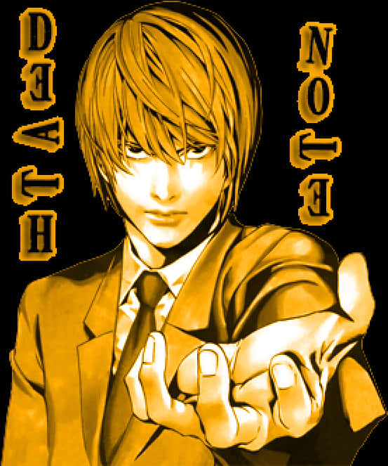 Light Yagami Death Note Anime Art PNG with transparent background