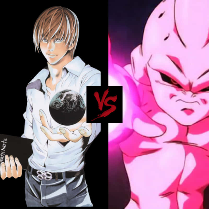 Light Yagami V S Majin Buu Fan Art PNG with transparent background