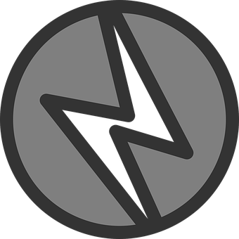 Lightning Bolt Icon Gray Background PNG with transparent background