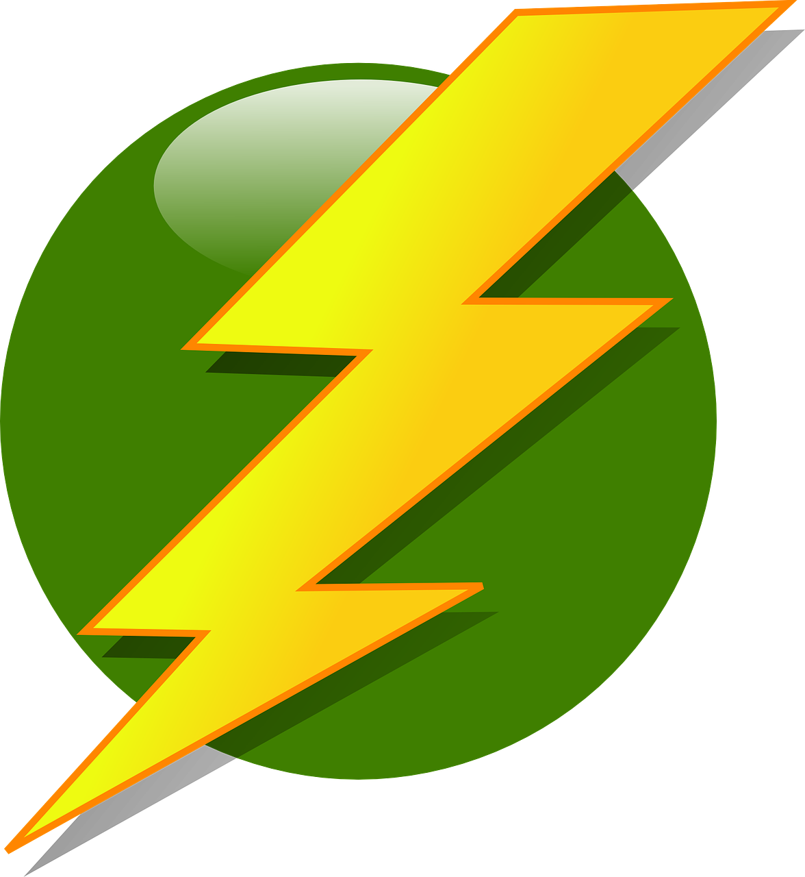 Lightning Bolt Icon Green Background