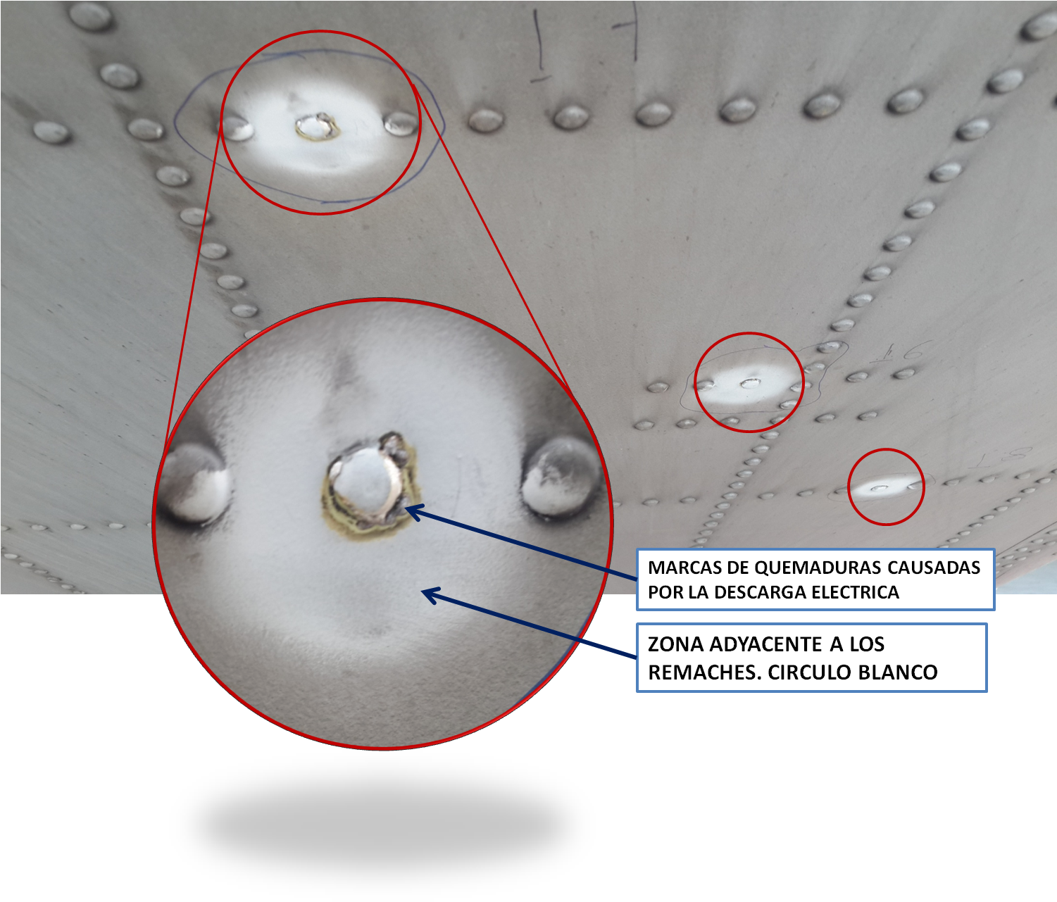 Lightning Strike Damageon Aircraft Skin