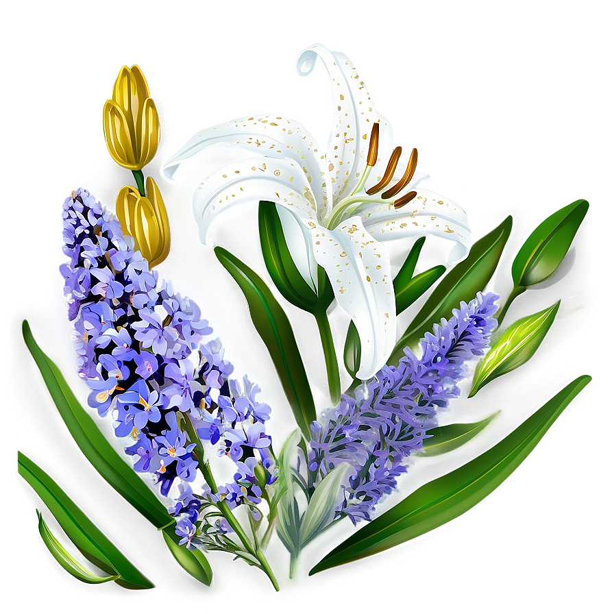 Lilies And Lavender Png 06282024