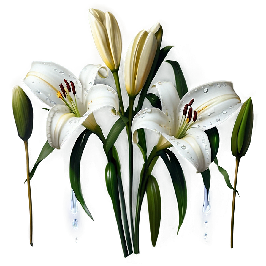 Lilies With Dewdrops Png 06282024