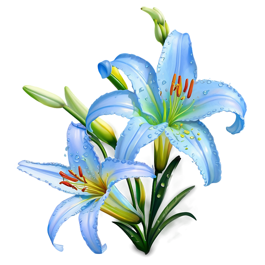 Lilies With Dewdrops Png 73