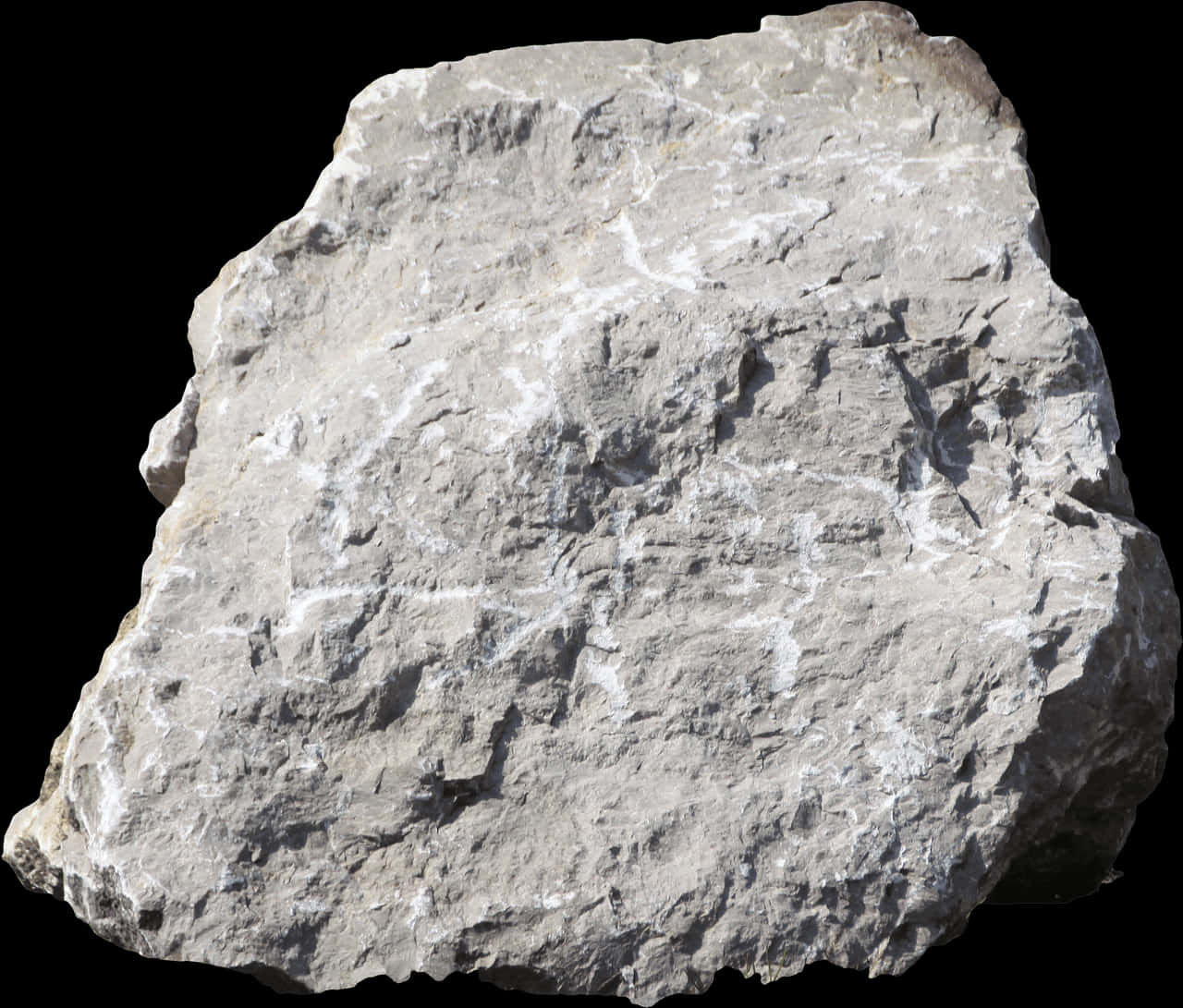 Limestone Rock Isolatedon Black PNG with transparent background