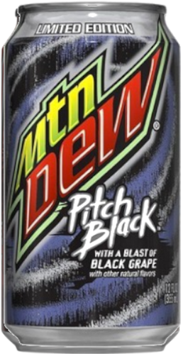 Limited Edition Mtn Dew Pitch Black Can PNG with transparent background