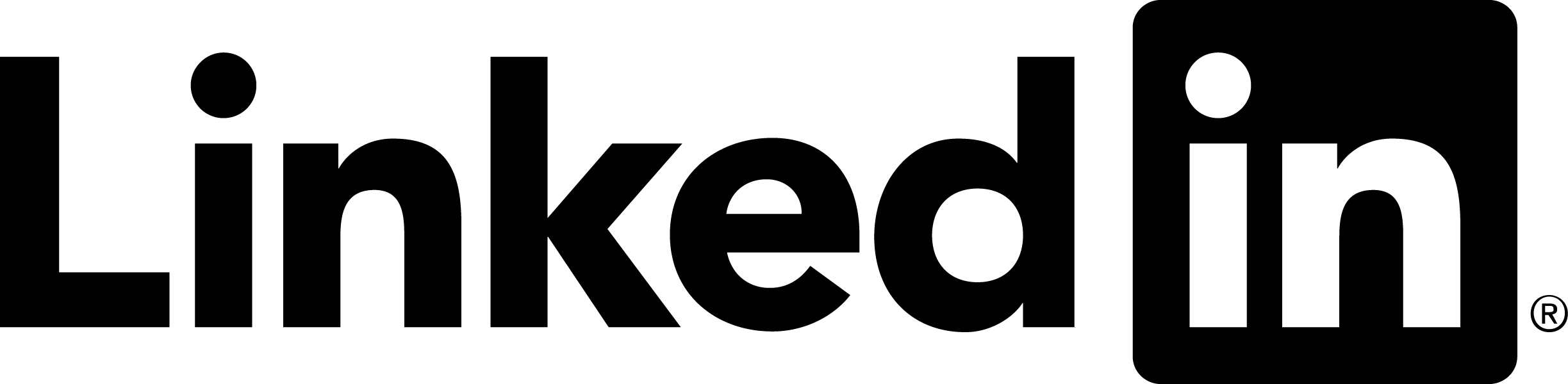 Linkedin R Dark Full Logo - Black And White Linkedin Symbol PNG with transparent background