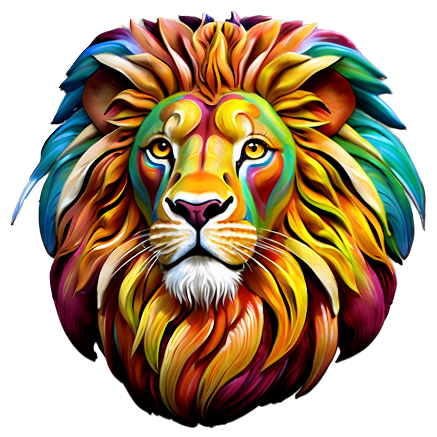 Lion Colorful Art Png 05032024