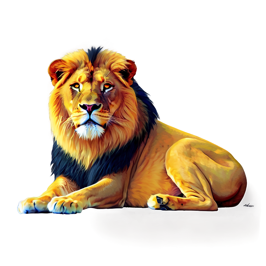 Lion Colorful Art Png Bgw