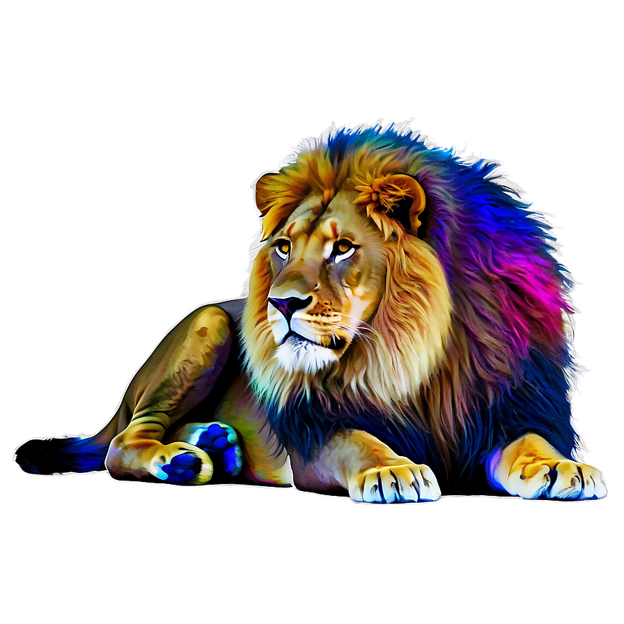 Lion Colorful Art Png Glm27