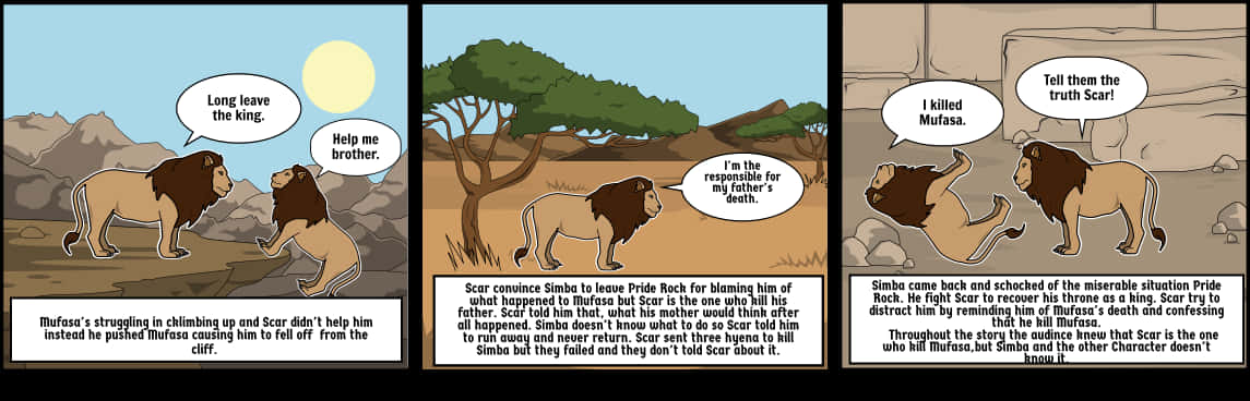 Lion King Comic Strip PNG with transparent background
