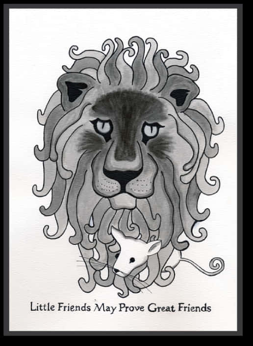 Lionand Mouse Fable Artwork PNG with transparent background