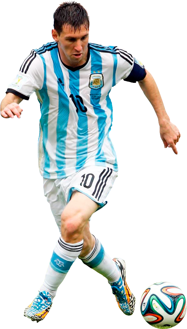 Lionel Messi Argentina Dribbling PNG with transparent background