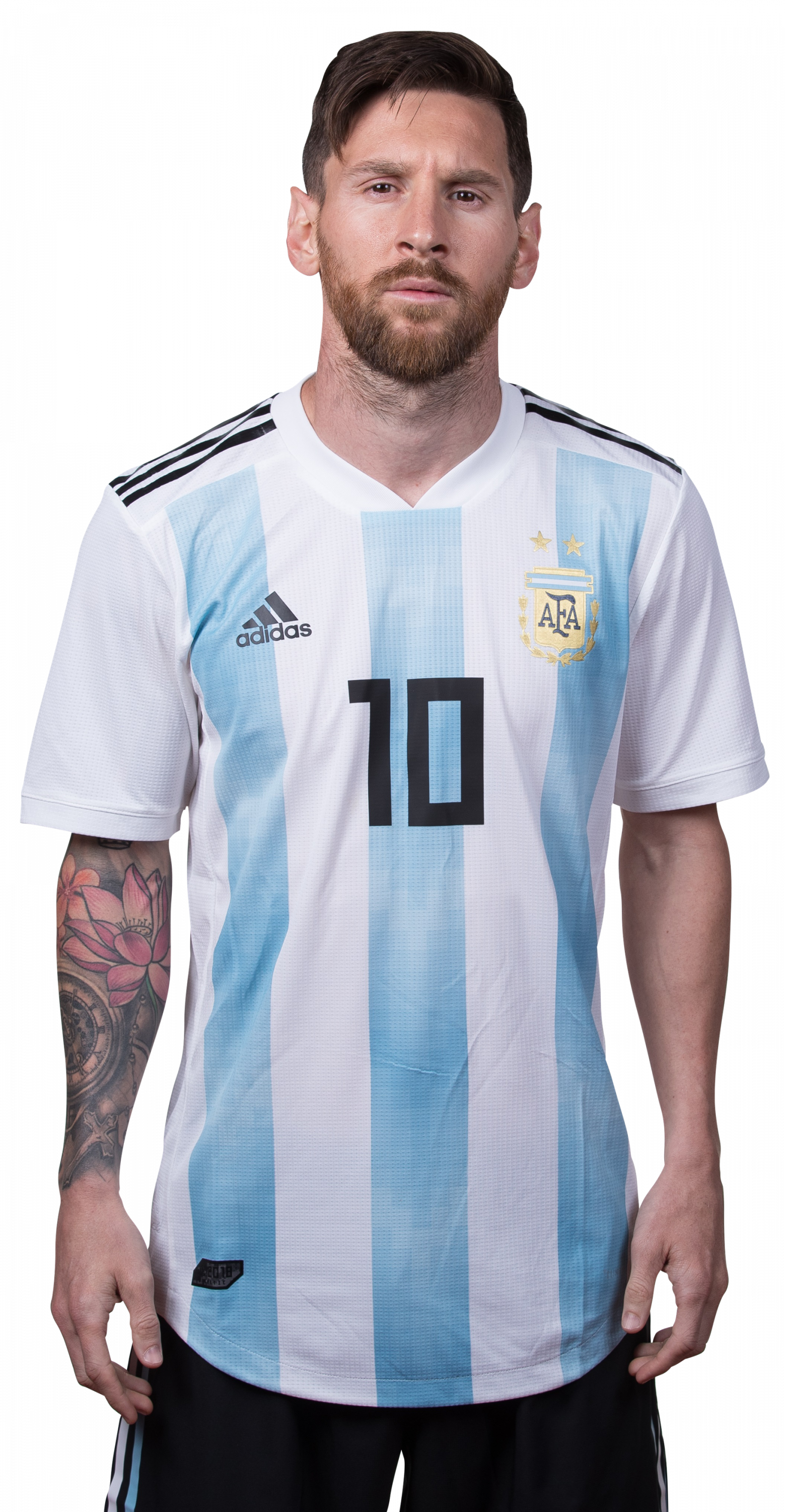 Lionel Messi Argentina Jersey Portrait PNG with transparent background