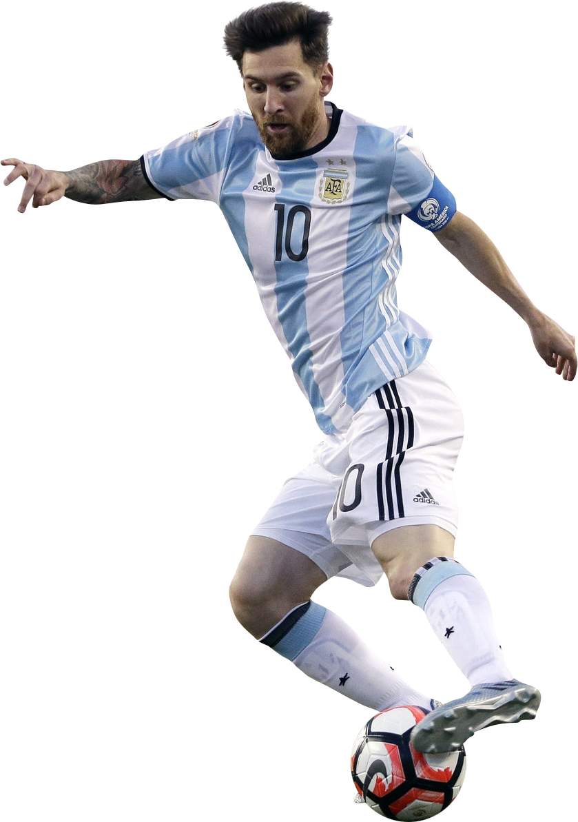 Lionel Messi Argentina Kit Action Shot PNG with transparent background