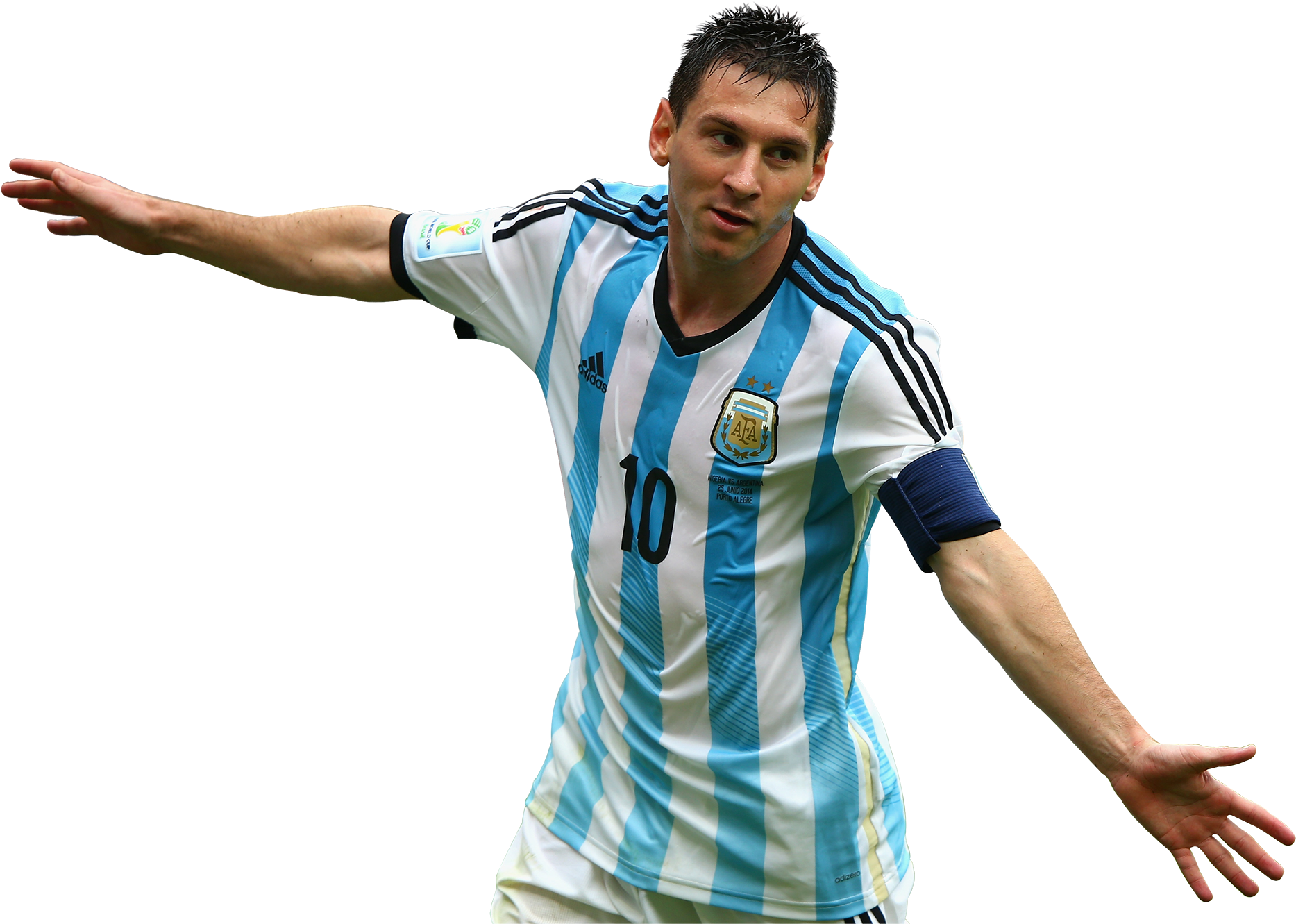 Lionel Messi Argentina Kit Celebration PNG with transparent background