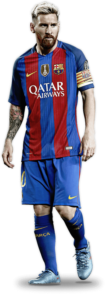 Lionel Messi Barcelona Kit PNG with transparent background
