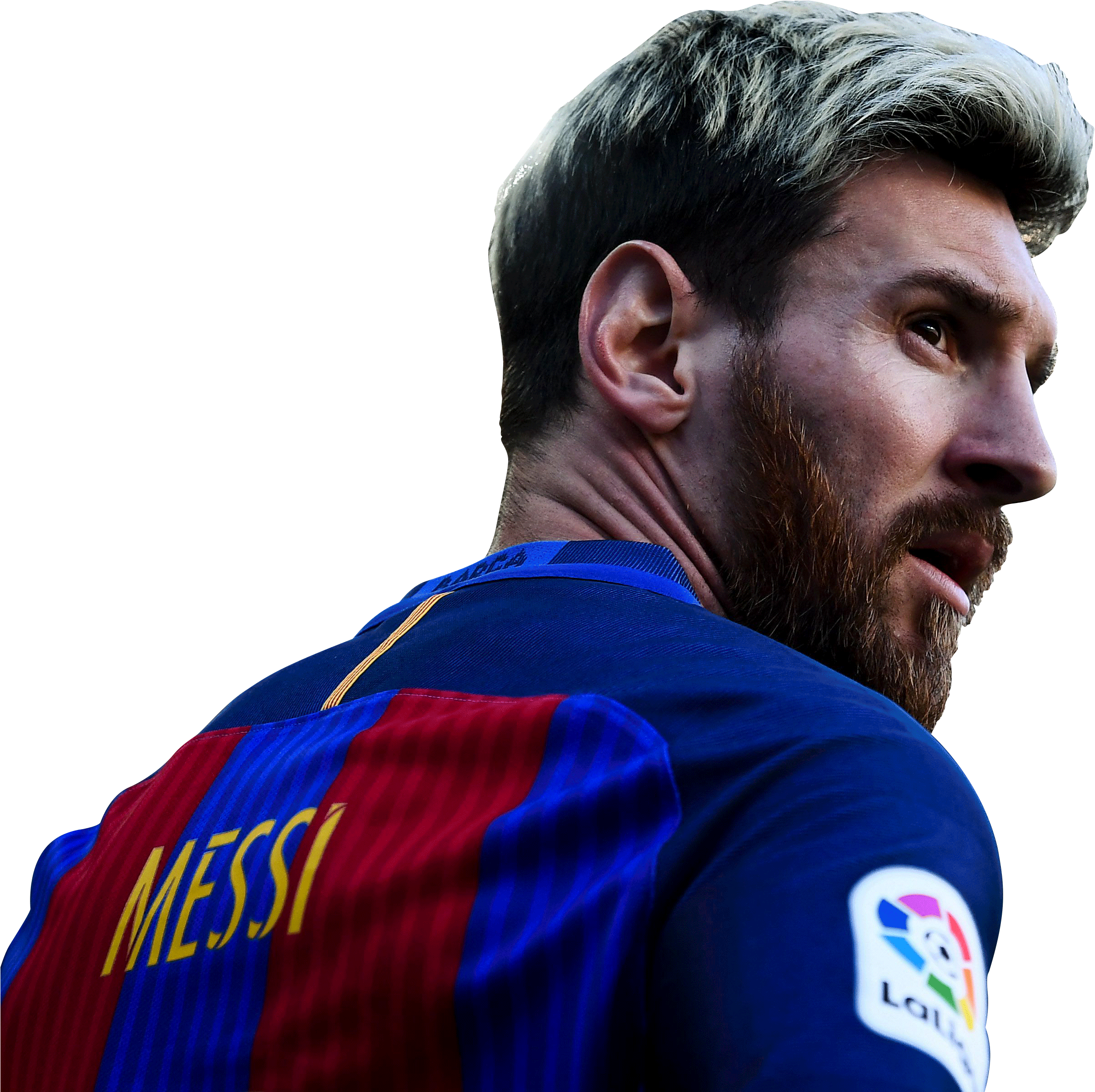 Lionel Messi Barcelona Profile PNG with transparent background