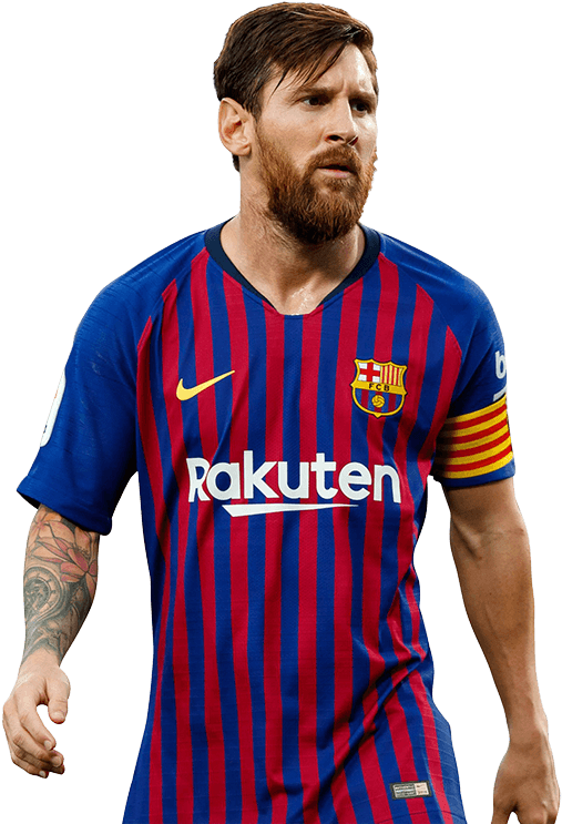 Lionel Messi Barcelona Stripes PNG with transparent background