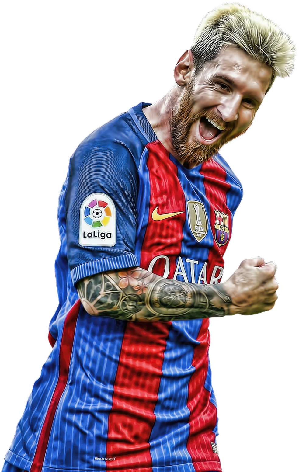Lionel Messi Celebration F C Barcelona PNG with transparent background