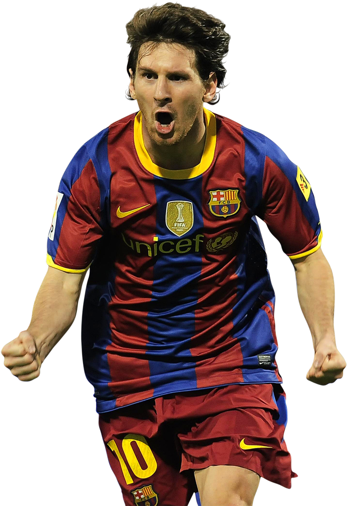 Lionel Messi Celebration F C Barcelona PNG with transparent background