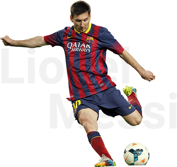 Lionel Messi F C Barcelona Action Shot PNG with transparent background